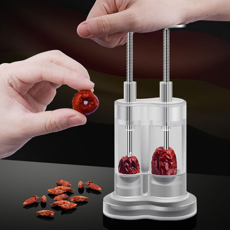 Stainless Steel Dual-hole Cherry Pitter Manual Red Date Core Remover Fruit Pitter Kitchen Tool Portable Core Removing Gadget for Home and Travel - Image 3