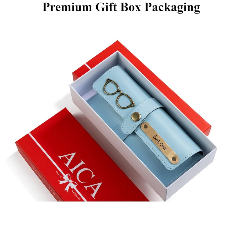 AICA Personalised Name & Charm Leather Sunglass Case Cover for Men & Women | Hard Case Eyewear Cover - Image 5