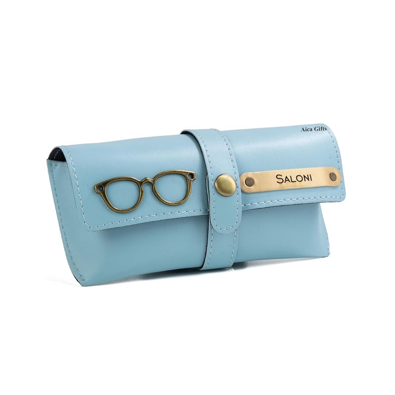AICA Personalised Name & Charm Leather Sunglass Case Cover for Men & Women | Hard Case Eyewear Cover - Image 1