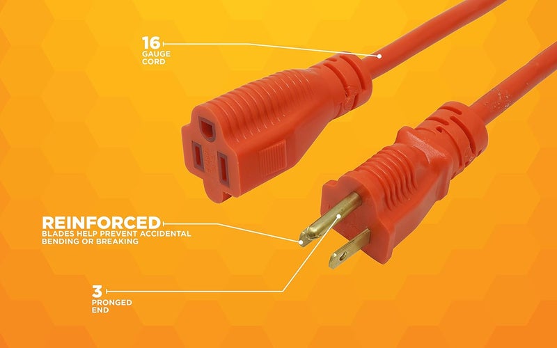 Woods Outdoor Extension Cord 100 Ft 16 Gauge 3 Prong Lawn  Garden Orange 0269 - Image 5