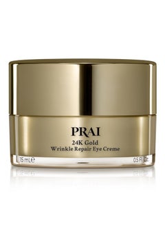 PRAI Beauty 24K Gold Wrinkle Repair Eye Creme Antiaging And Antiwrinkle Eye Cream Infused With Hyaluronic Acid And Real 24K Gold 0.5 Oz  - Image 1