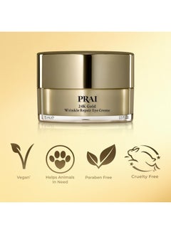 PRAI Beauty 24K Gold Wrinkle Repair Eye Creme Antiaging And Antiwrinkle Eye Cream Infused With Hyaluronic Acid And Real 24K Gold 0.5 Oz  - Image 4