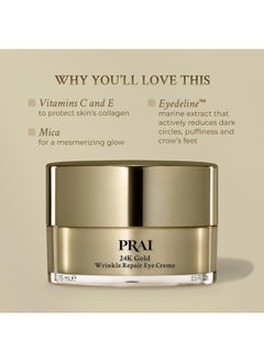 PRAI Beauty 24K Gold Wrinkle Repair Eye Creme Antiaging And Antiwrinkle Eye Cream Infused With Hyaluronic Acid And Real 24K Gold 0.5 Oz  - Image 3