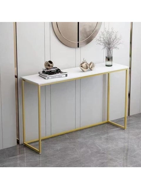 Console Table for Entryway Faux Marble Sofa Table with Golden Frame for Living Room Office study