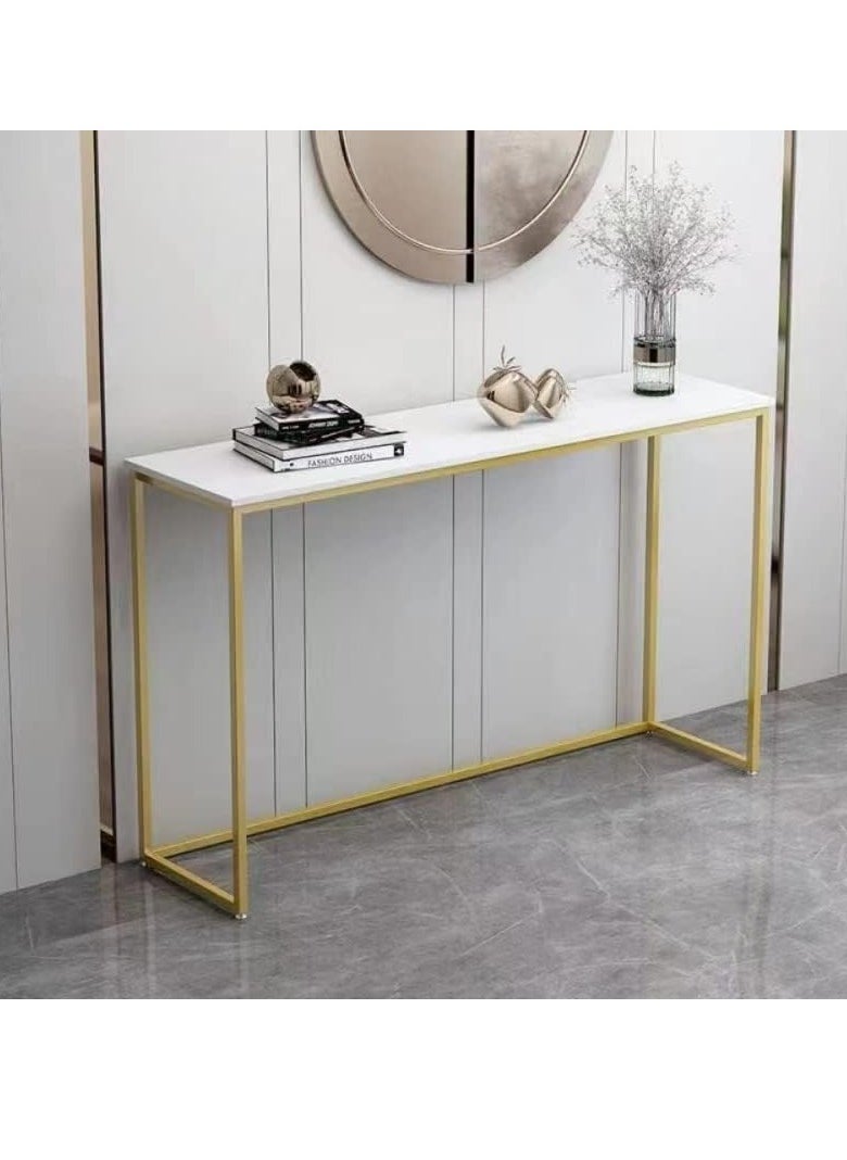 Console Table for Entryway Faux Marble Sofa Table with Golden Frame for Living Room Office study