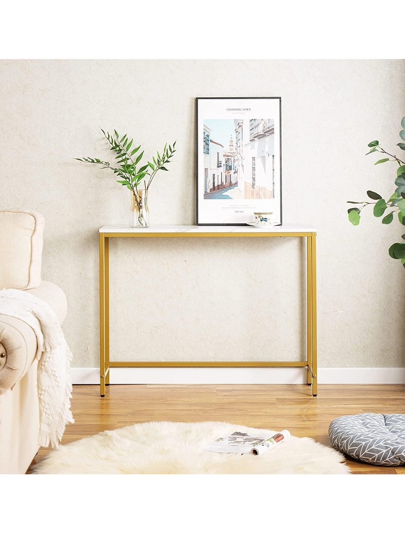 Console Table for Entryway Faux Marble Sofa Table with Golden Frame for Living Room Office study