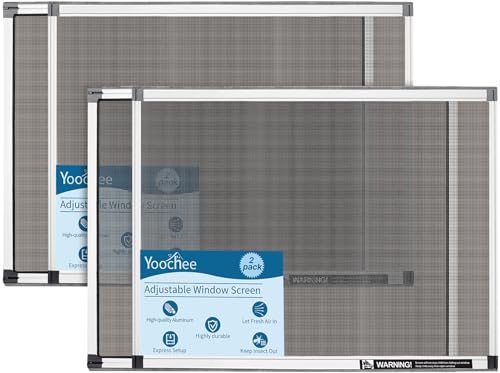 Yoochee Expandable Window Screen, 2 Pack Adjustable Window Screen(18" H x 25" - 49" W) - Large Replacement Window Screens with Frame, Durable Replacement Screen for Window - Image 1