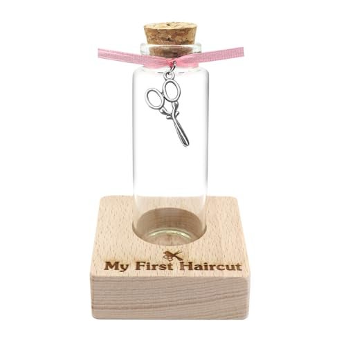 Liannan First Haircut Curl Keepsake Jar，Personalized First Curl Baby's First Lock of Hair，My First Haircut Keepsake，Custom First Haircut Photo Gift (pink) - Image 1