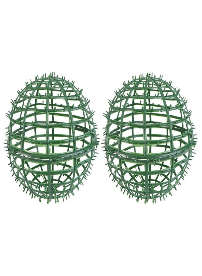 Amosfun 2Pcs Topiary Ball Frames 7.87 Inch Plastic Flower Arrangement Ball Stand Decorative Grass Cage for Garden Wedding Party Home Decor - Image 1