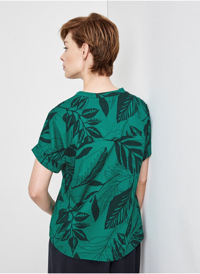 GERRY WEBER - 1/2-sleeve blouse with a leaf print - Image 1