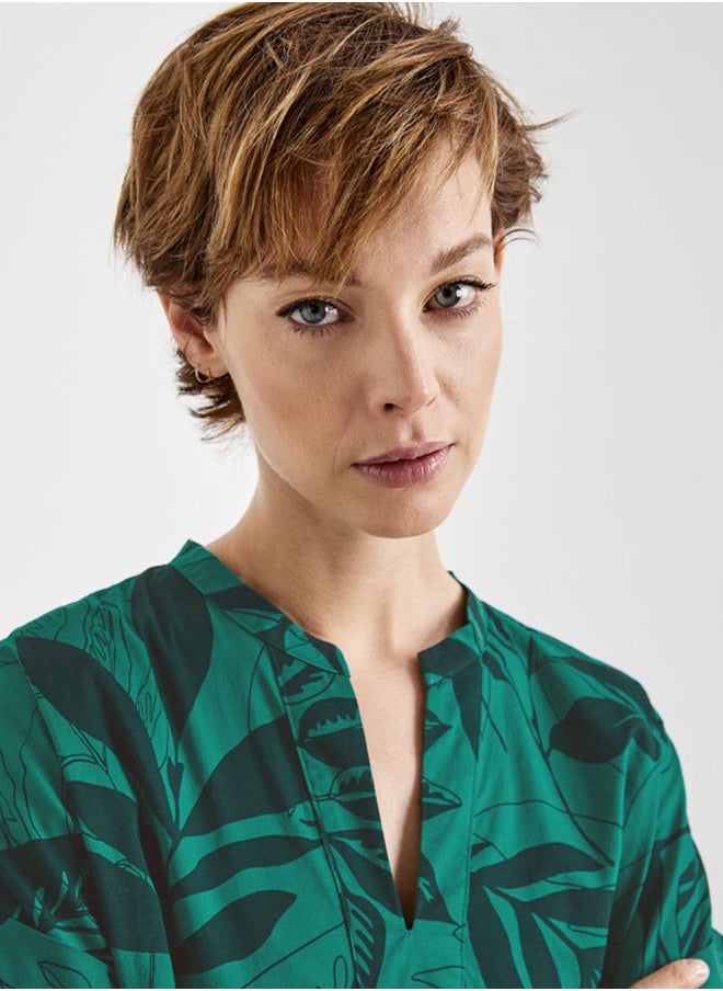 GERRY WEBER - 1/2-sleeve blouse with a leaf print - Image 1