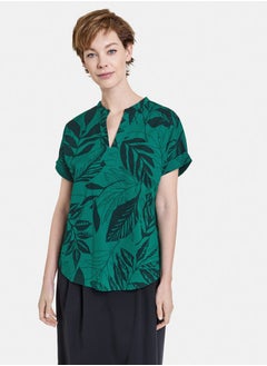 1/2-sleeve blouse with a leaf print