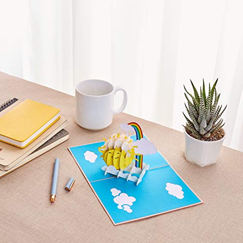 Rykamia Pop Up Card, Sunshine Greeting Card, Multi-purpose Occasion, Blank Inside, 5x7 inches, Modern Style, Yellow & Orange, Cartoon Pattern, Pop-Up Feature - Image 5