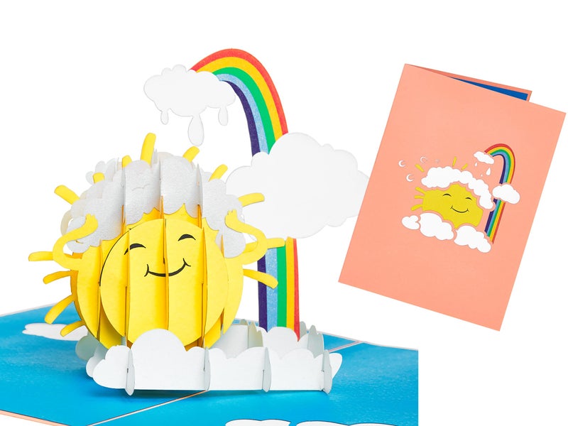 Rykamia Pop Up Card, Sunshine Greeting Card, Multi-purpose Occasion, Blank Inside, 5x7 inches, Modern Style, Yellow & Orange, Cartoon Pattern, Pop-Up Feature - Image 1