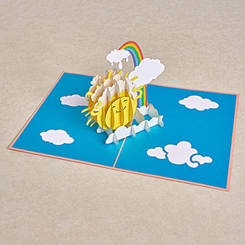 Rykamia Pop Up Card, Sunshine Greeting Card, Multi-purpose Occasion, Blank Inside, 5x7 inches, Modern Style, Yellow & Orange, Cartoon Pattern, Pop-Up Feature - Image 4