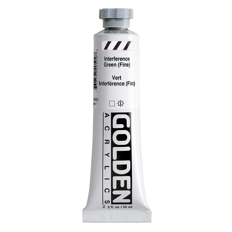 GOLDEN Heavy Body Acrylics, Interference Green (Fine), 2 fl. oz. Tube, Professional Acrylic Paint, Transparent - Image 1