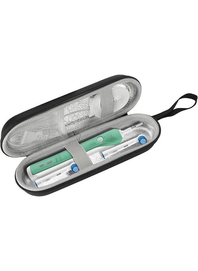 بروكاس حافظة سفر صلبة لفرشاة الأسنان الكهربائية اورال-بي برو 1000 8000/ فيليبس سونيكير 5100 6100 من بروكيس حمل التي تعمل بالبطارية وجيب شبكي للملحقات أسود - Image 1