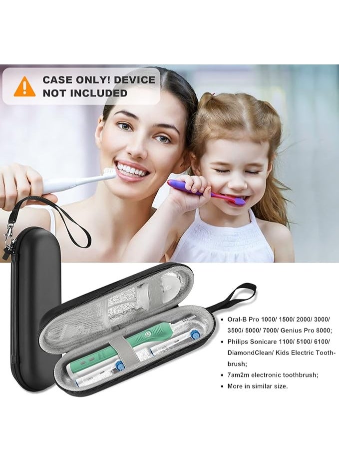 بروكاس حافظة سفر صلبة لفرشاة الأسنان الكهربائية اورال-بي برو 1000 8000/ فيليبس سونيكير 5100 6100 من بروكيس حمل التي تعمل بالبطارية وجيب شبكي للملحقات أسود - Image 3