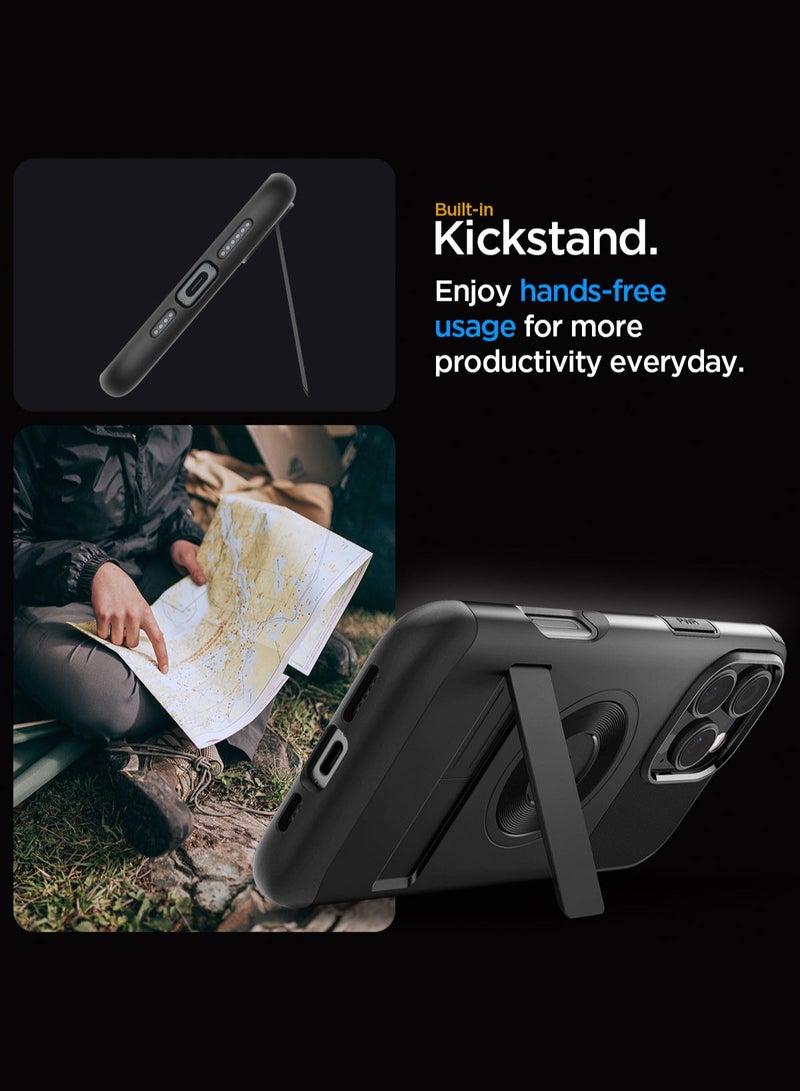 Spigen Slim Armor Magfit for iPhone 16 Pro Max Case Cover MagSafe with Kickstand (2024) - Black - Image 3