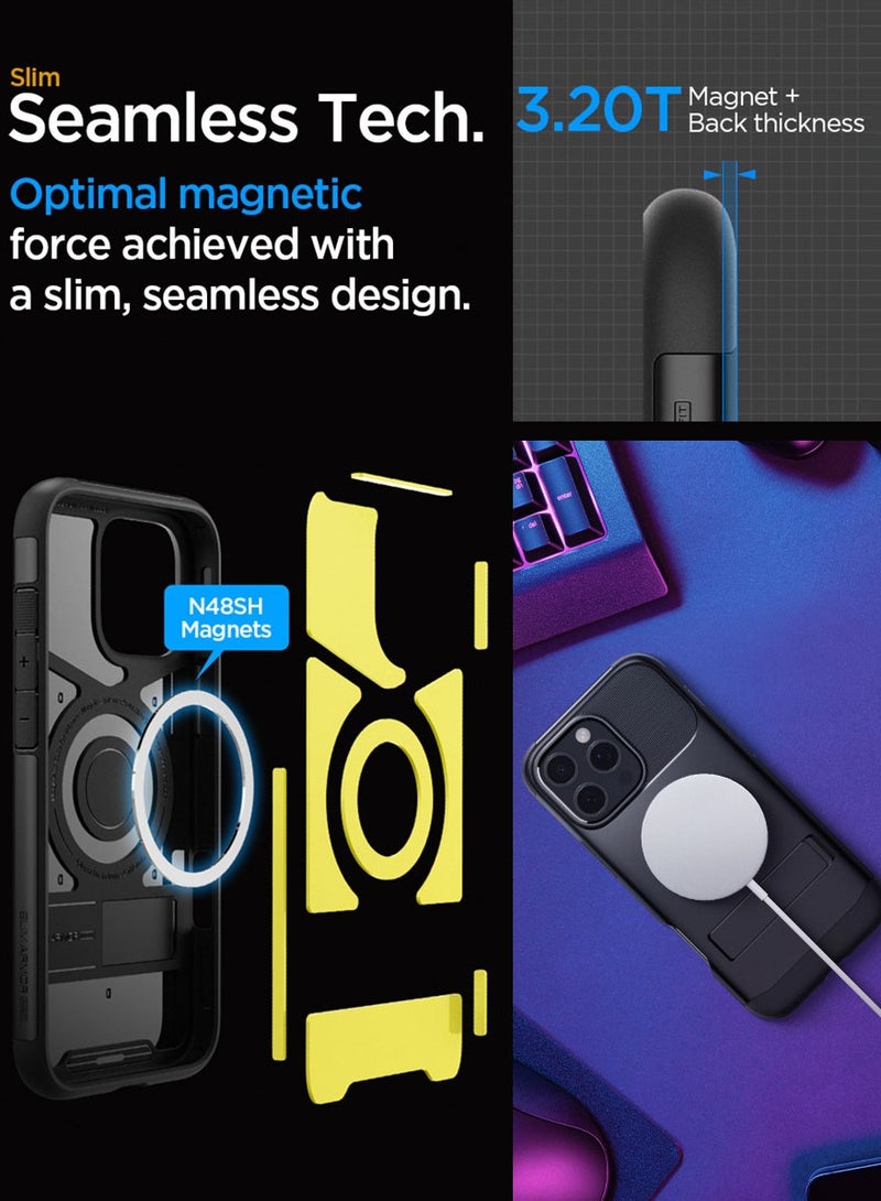 Spigen Slim Armor Magfit for iPhone 16 Pro Max Case Cover MagSafe with Kickstand (2024) - Black - Image 5