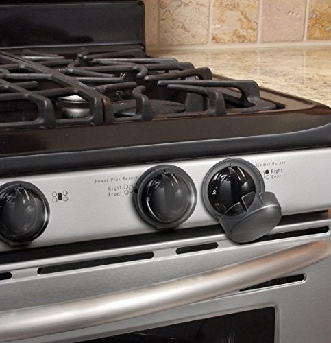 KidCo Stove Knob Covers for Child Safety (5 Pack) Universal Size Charcoal View Childproof Oven Knob Covers for Kids and Pets - Image 3