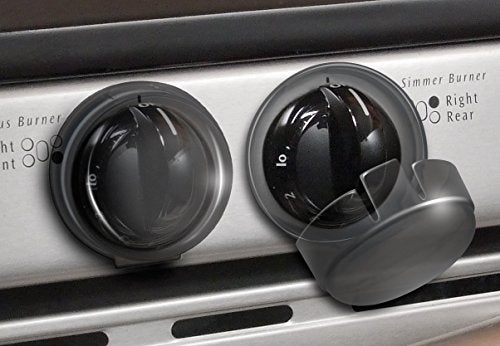 KidCo Stove Knob Covers for Child Safety (5 Pack) Universal Size Charcoal View Childproof Oven Knob Covers for Kids and Pets - Image 2