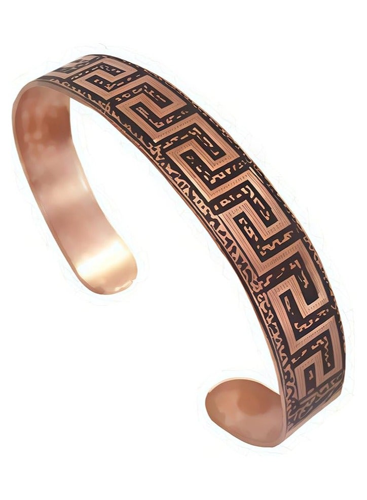 اسورة نحاسسوار شفاء يدوي من النحاس الخالص – سوار مطروق قابل للتعديل، تصميم بوهو هيبي عصري يناسب الرجال والنساء، مثالي كإكسسوار يومي أو هدية مميزة - Image 1