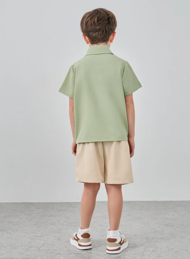Take Two Take Two Button Front Bow Detail Shirt and Shorts Set
