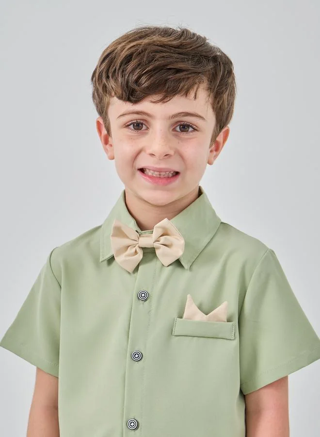 Take Two Take Two Button Front Bow Detail Shirt and Shorts Set
