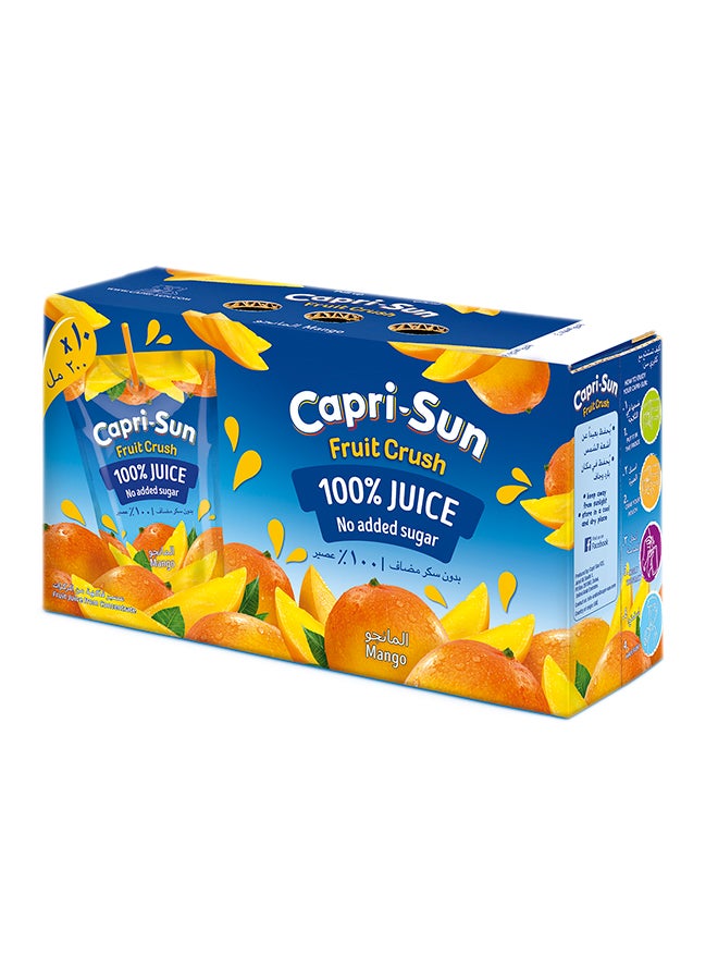 Capri-Sun Fruit Crush Mango 100% Juice, 200ml, Pack of 10