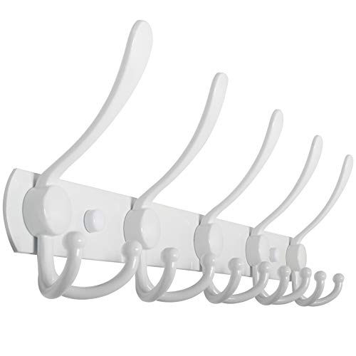 WEBI Coat Rack Wall Mount,Coat Hooks Wall Mounted,Coat Hanger Wall,Hook Rack Rail,Wall Coat Rack with Hooks for Hanging Jacket,Clothes,White - Image 1