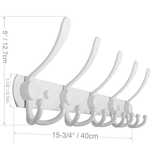 WEBI Coat Rack Wall Mount,Coat Hooks Wall Mounted,Coat Hanger Wall,Hook Rack Rail,Wall Coat Rack with Hooks for Hanging Jacket,Clothes,White - Image 2