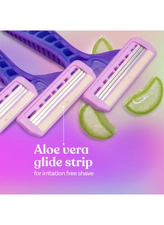 BOMBAE Razor For Women, Pack Of 6 | Hair Remover For Women, Body Razor For Women | Women Razor With Aloe Vera And Vitamin E | 3-Blade Shaving Razor For Women  - Image 4