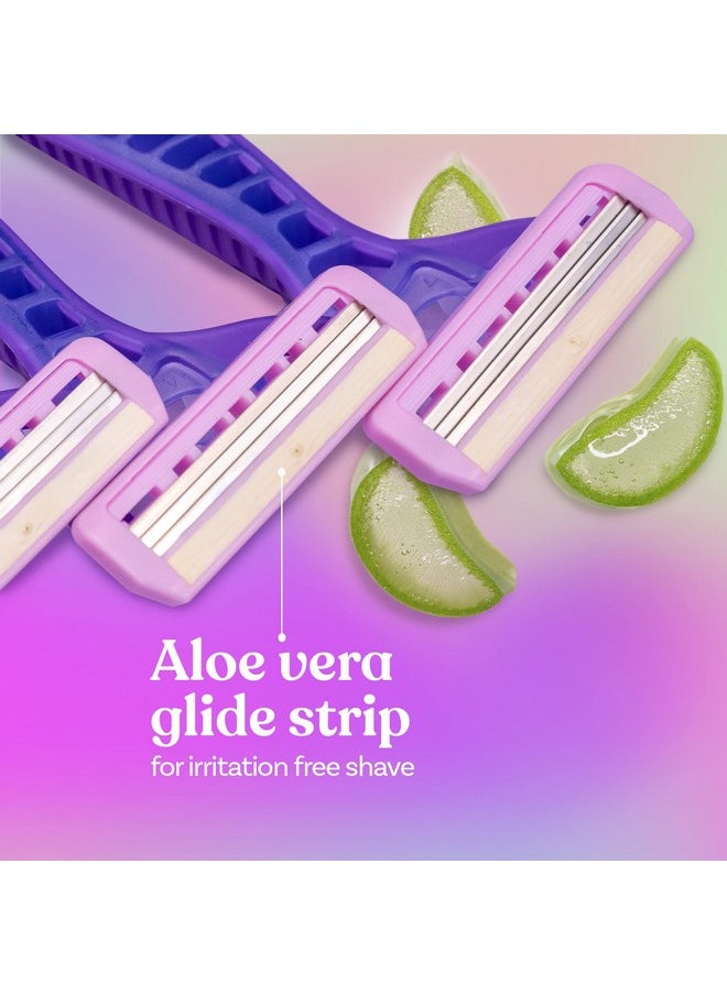 BOMBAE - Razor For Women, Pack Of 6 | Hair Remover For Women, Body Razor For Women | Women Razor With Aloe Vera And Vitamin E | 3-Blade Shaving Razor For Women - Image 1