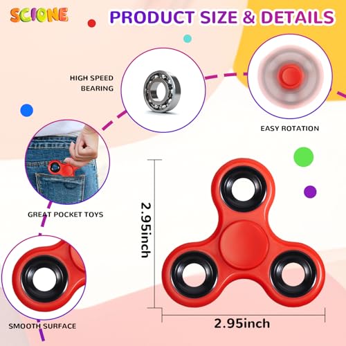 SCIONE 18 Pack Fidget Spinner Toy Bulk for Kids Adults Fidget Toys BulkHand Spinner for Goodie Bags Stuffers for Kids Classroom Prizes Student Gifts Teacher Birthday - Image 5