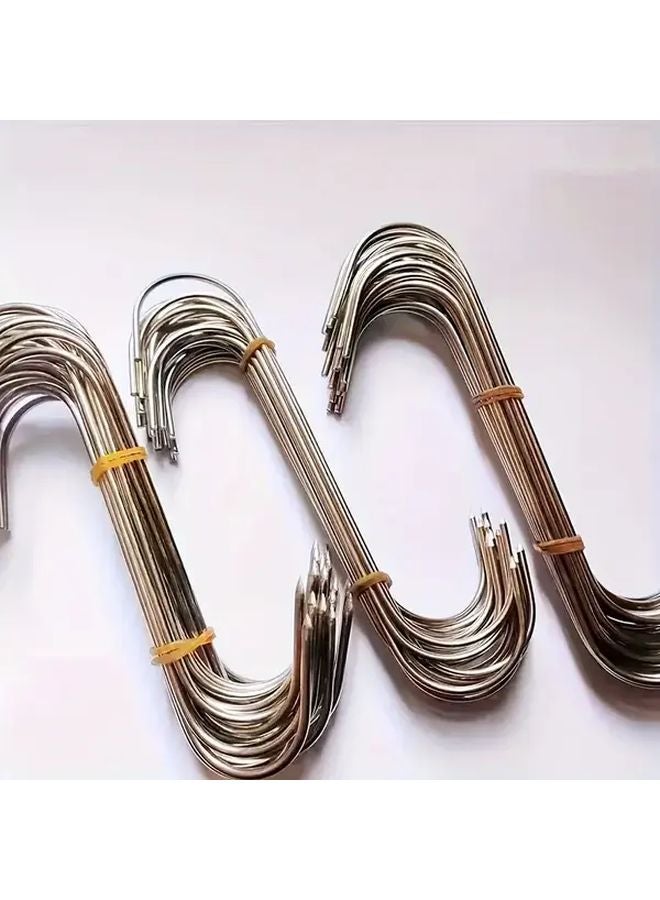 خطاف كبير من الفولاذ المقاوم للصدأ 5 قطع حامل تعليق حائطي مقاوم للصدأ للحوم والأسماك والنقانق - Image 2