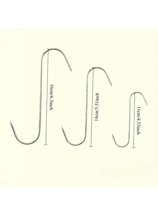 خطاف كبير من الفولاذ المقاوم للصدأ 5 قطع حامل تعليق حائطي مقاوم للصدأ للحوم والأسماك والنقانق - Image 5