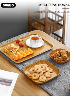 DUNISO 11PCS Kitchen Dinner Plates and Serving Tray Set, Wood Plastic Snack Plate Home Sushi Breakfast Dried Fruit Snack Tray,Food Serving Trays Cafeteria Buffet Tea Fruit Drinks Desserts Drinks Trays Dishes for Restaurants  - Image 3