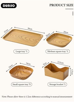 DUNISO 11PCS Kitchen Dinner Plates and Serving Tray Set, Wood Plastic Snack Plate Home Sushi Breakfast Dried Fruit Snack Tray,Food Serving Trays Cafeteria Buffet Tea Fruit Drinks Desserts Drinks Trays Dishes for Restaurants  - Image 4