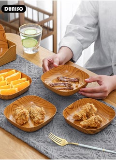 DUNISO 11PCS Kitchen Dinner Plates and Serving Tray Set, Wood Plastic Snack Plate Home Sushi Breakfast Dried Fruit Snack Tray,Food Serving Trays Cafeteria Buffet Tea Fruit Drinks Desserts Drinks Trays Dishes for Restaurants  - Image 5