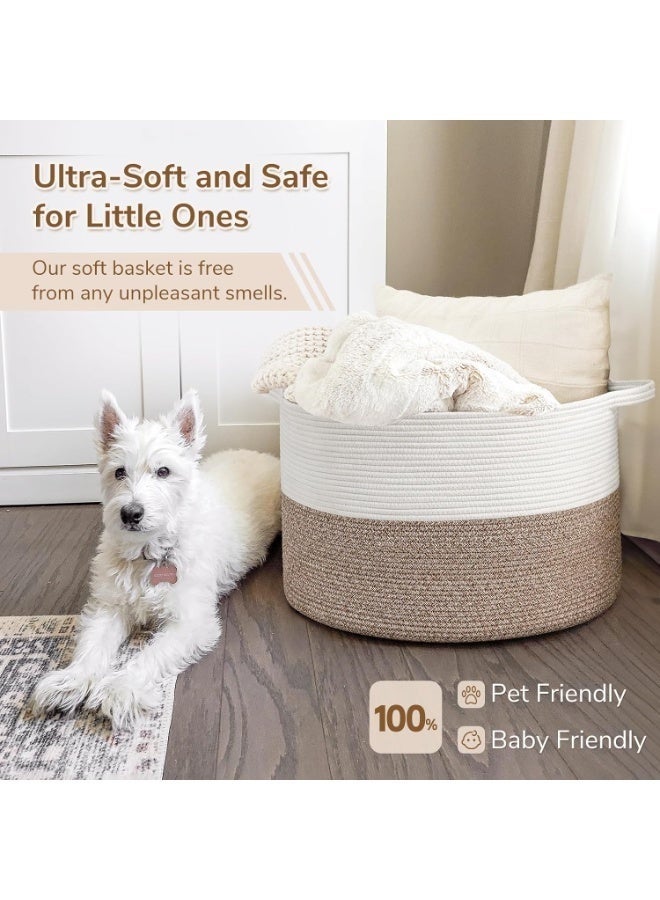 كيلا سلة كبيرة جدًا من الحبال القطنية، مقاس 40*40*35 سم، سلة غسيل منسوجة للأطفال، سلال ألعاب بمقبض، وسائد تخزين، سلة غسيل من الخيوط - Image 4