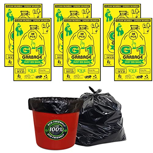 G1 G 1 Garbage Bags And Covers | Medium Size | Black Color | 19 X 21 Inch | 180 Pieces - Image 1