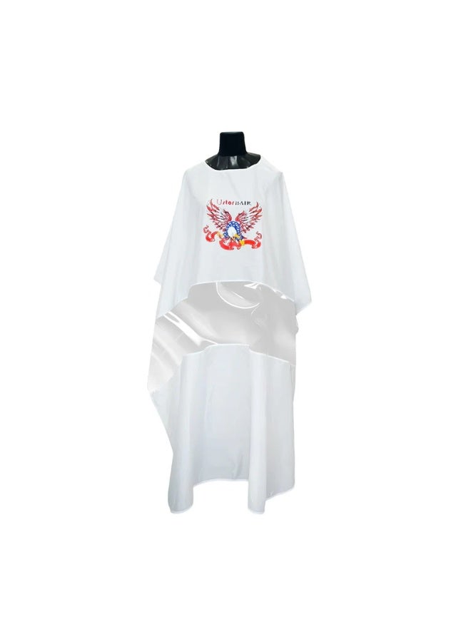 Salon Professional Hair Cutting Cape Apron with 3D Hot Painting Design – White AC1361 - Image 2