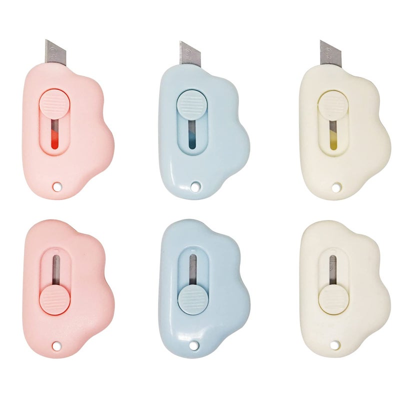 Honbay 6PCS Creative Cute Cloud Mini Utility Knives Portable Art Knife Retractable Envelope Knife Letter Opener Carton Opener Box Cutter with Hanging Hole - Image 1