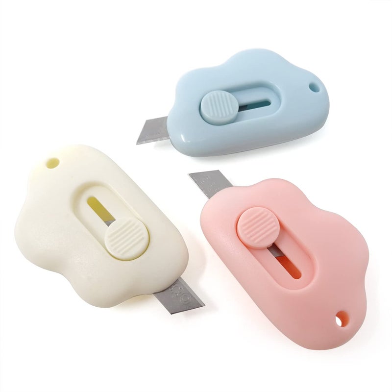 Honbay 6PCS Creative Cute Cloud Mini Utility Knives Portable Art Knife Retractable Envelope Knife Letter Opener Carton Opener Box Cutter with Hanging Hole - Image 4