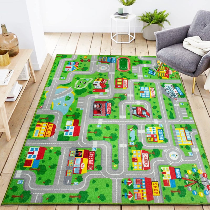 Yincimar Kids Carpet Playmat Car Play Rug City Life Traffic Road Kids Rug 5 x 66 Large Children Educational  Game Area Rug for Toddler Boys Bedroom Playroom Classroom
