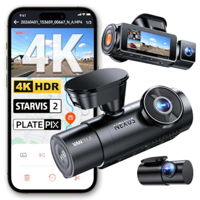 New N4 Pro S 4K 3 Channel Dash Cam, STARVIS 2 Triple Dash Cam for Cars, 4K+1080P+2.5K Front and Rear Interior, HDR IR Night Vision, Parking Mode with - Image 1