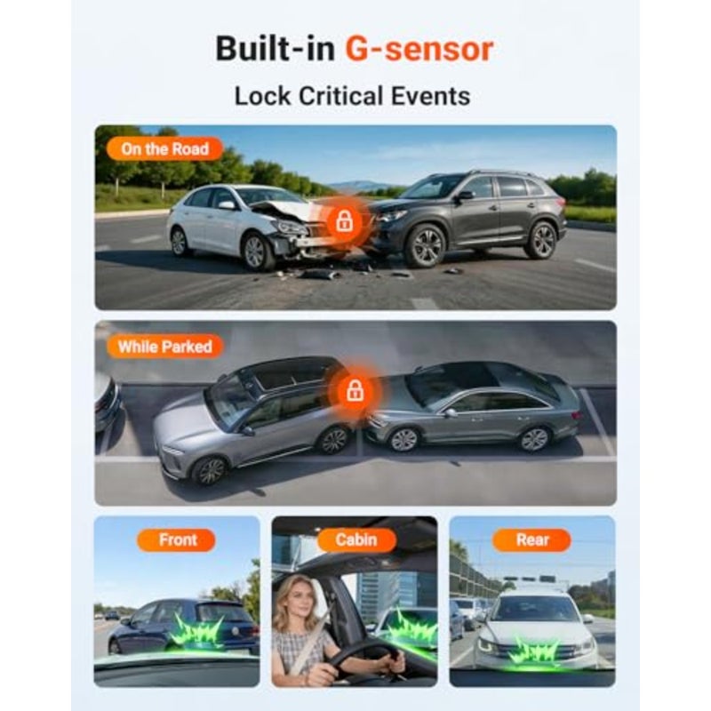 New N4 Pro S 4K 3 Channel Dash Cam, STARVIS 2 Triple Dash Cam for Cars, 4K+1080P+2.5K Front and Rear Interior, HDR IR Night Vision, Parking Mode with - Image 5
