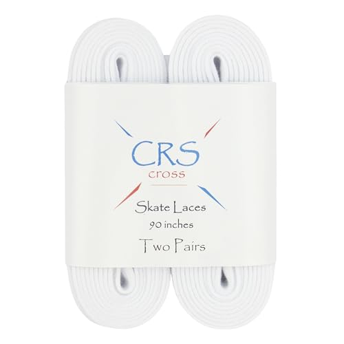CRS Cross Figure Skate Laces. 2 Pair. White, Polyester, Stay Tight Skate Lace for Ice Skating, Figure and Roller Skates (122 Inch) - Image 1