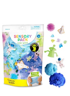 Creativity for Kids Creativity for Kids Sensory Pack Outer Space, Includes fluffy cloud clays, porcupine balls, glow moon and stars, space gems, confetti, and more, Interactive Outer Space-Themed Sensory Kit  - Image 1